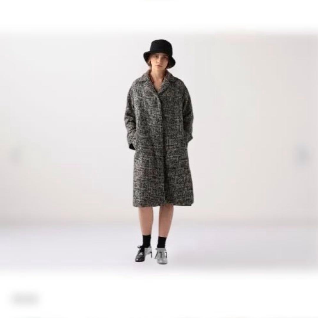 アクアスキュータム　グレンチェックロングコート　日本製