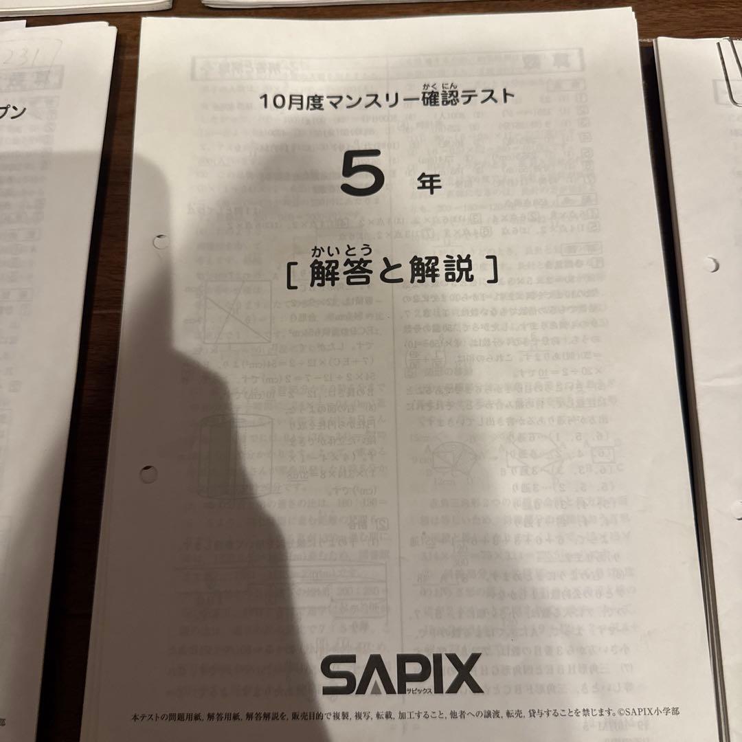 サピックス　5年生　テスト　10回分　SAPIX