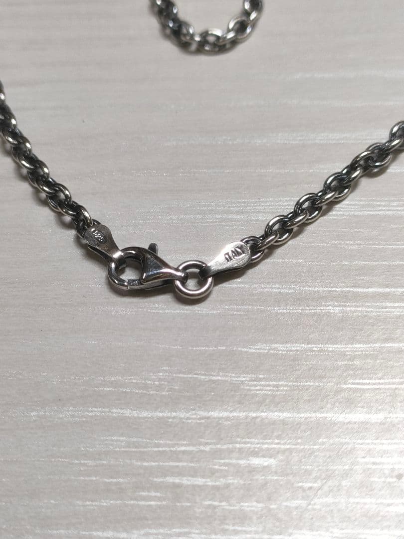 シルバー925製あずきチェーンネックレス50㌢幅3.1㍉10㌘刻印有イタリア製
