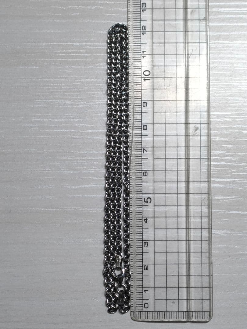 シルバー925製あずきチェーンネックレス50㌢幅3.1㍉10㌘刻印有イタリア製