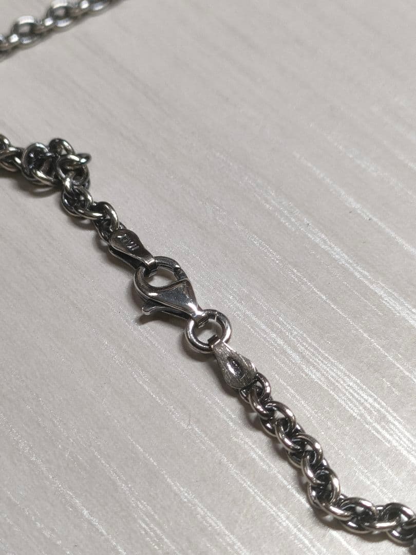 シルバー925製あずきチェーンネックレス50㌢幅3.1㍉10㌘刻印有イタリア製