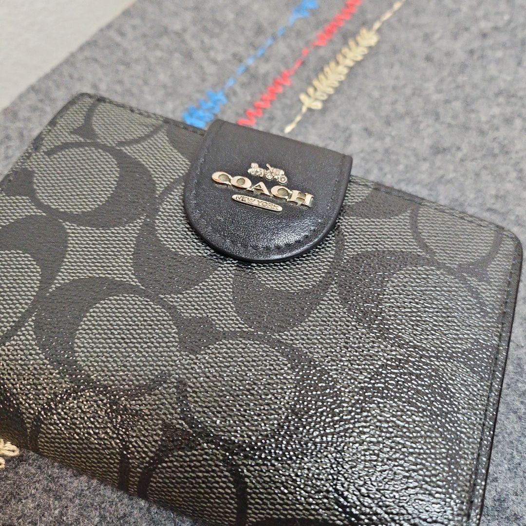COACH コーチ シグネチャー ジップウォレット 2つ折り財布 ブラック