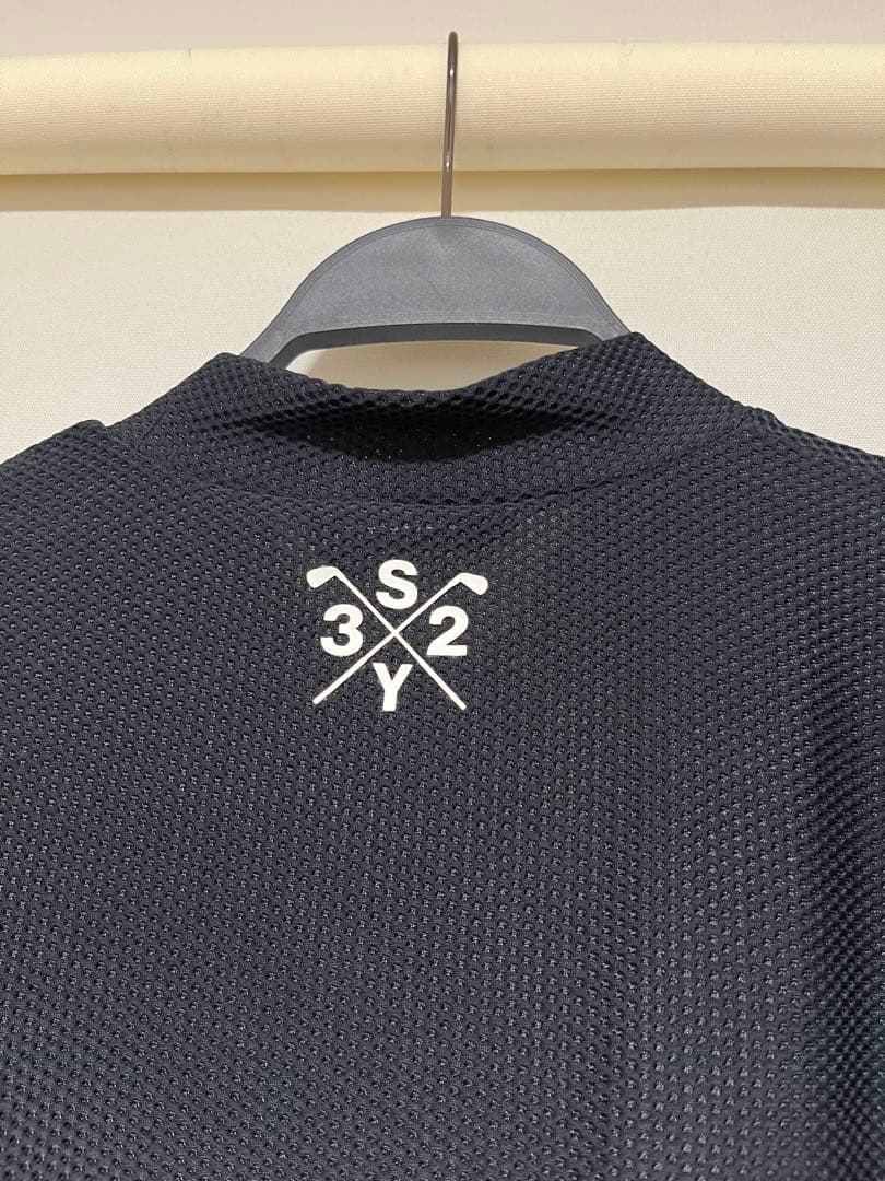 SY32 GOLF モックネックシャツ ワッフル ブラック サイズL