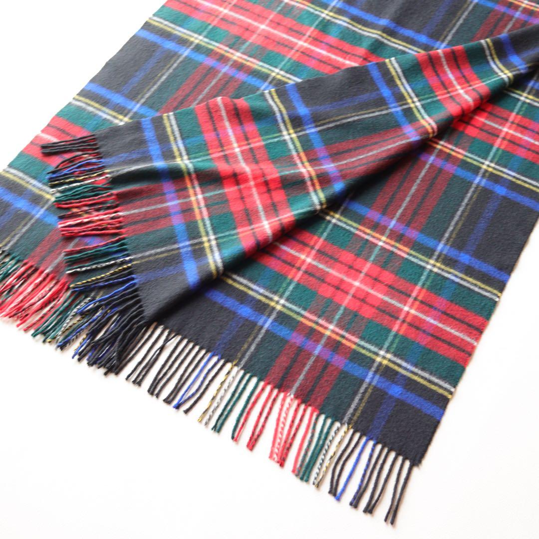5385【極美品】ジョンストンズ　大判ストール カシミヤ100％　チェック