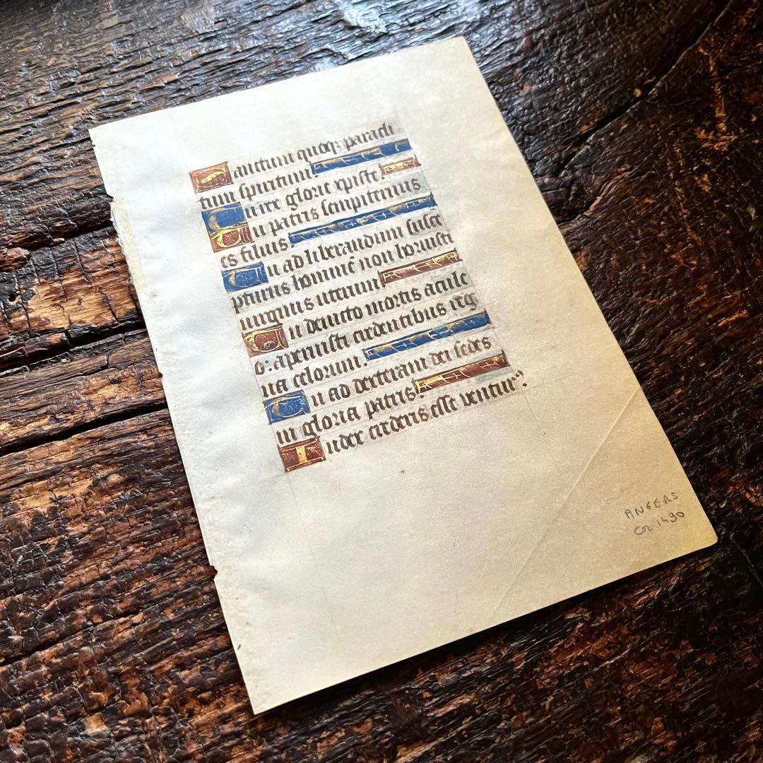 15世紀 手書き 装飾写本 中世 ラテン語 聖書 カリグラフィー