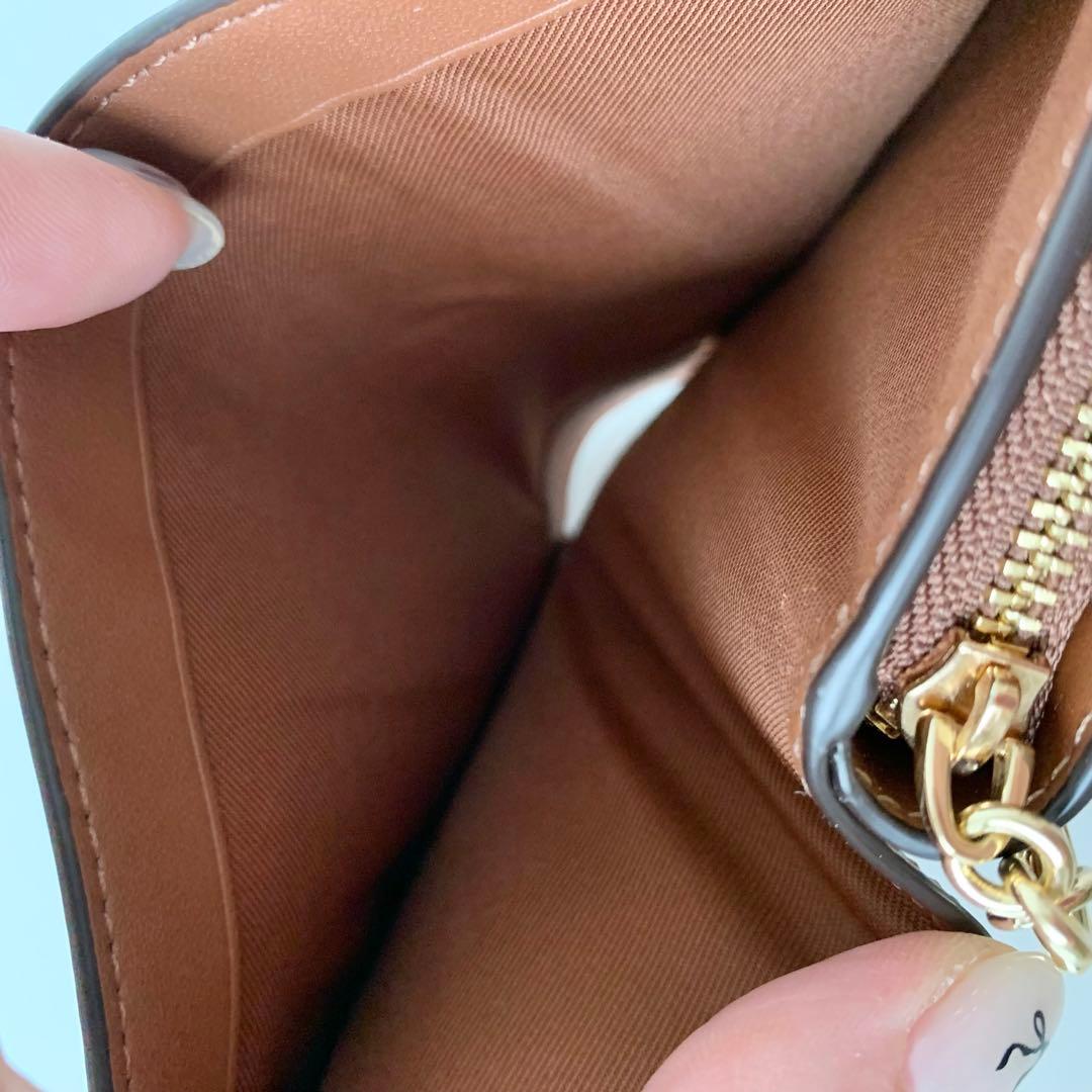 【COACH】コーチ　二つ折り財布　ベージュ　シグネチャー　新品　ミニ財布