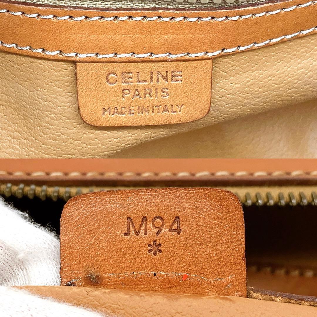 【CELINE】ミニボストンバッグ　マカダム柄　ゴールド金具　PVC ブラウン