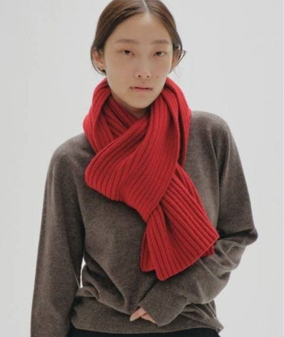 TODAYFUL Rib Knit Muffler/リブニットマフラー レッド