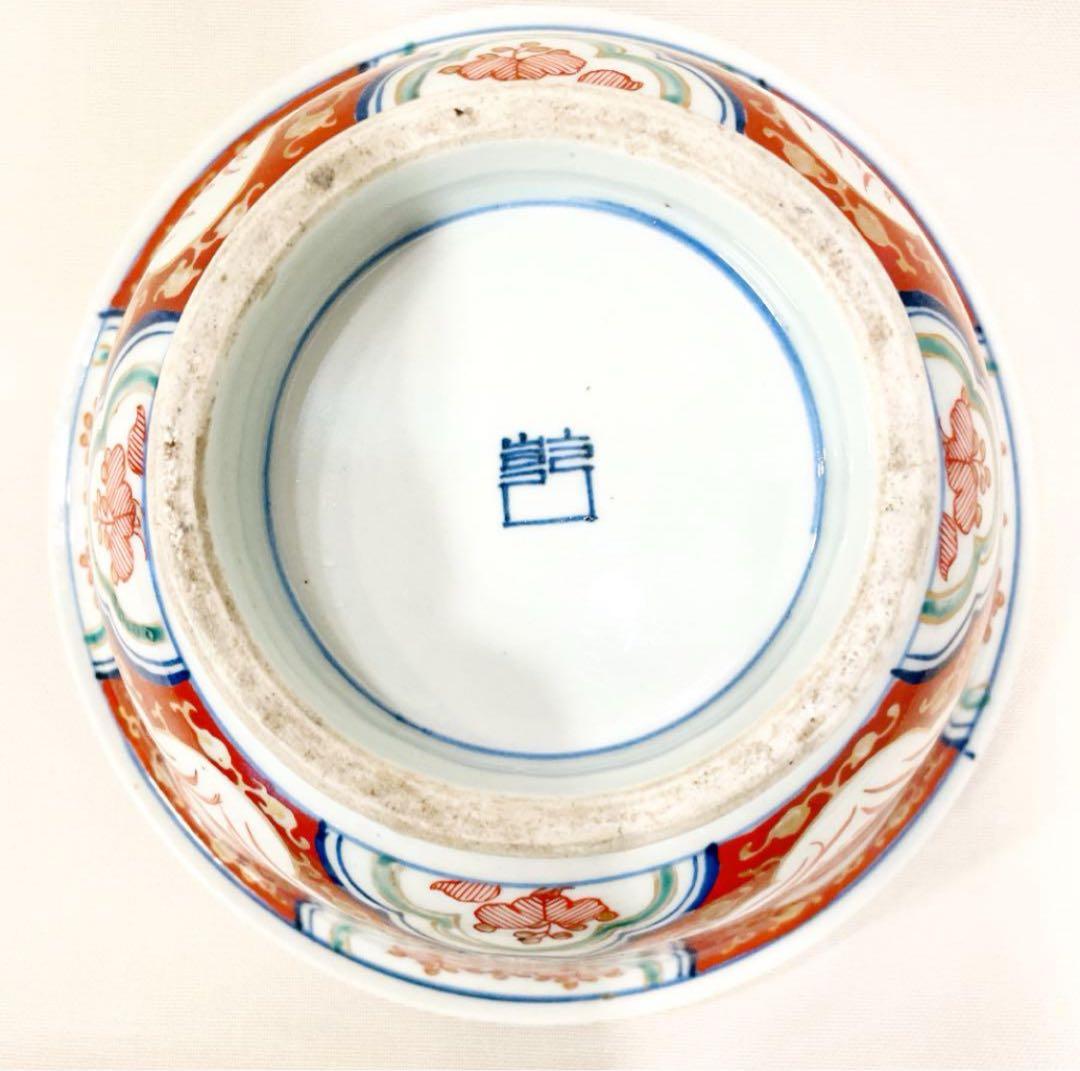 骨董品　古伊万里　染付　赤絵　鳳凰　特大深鉢　有田焼　江戸時代　裏印　印判