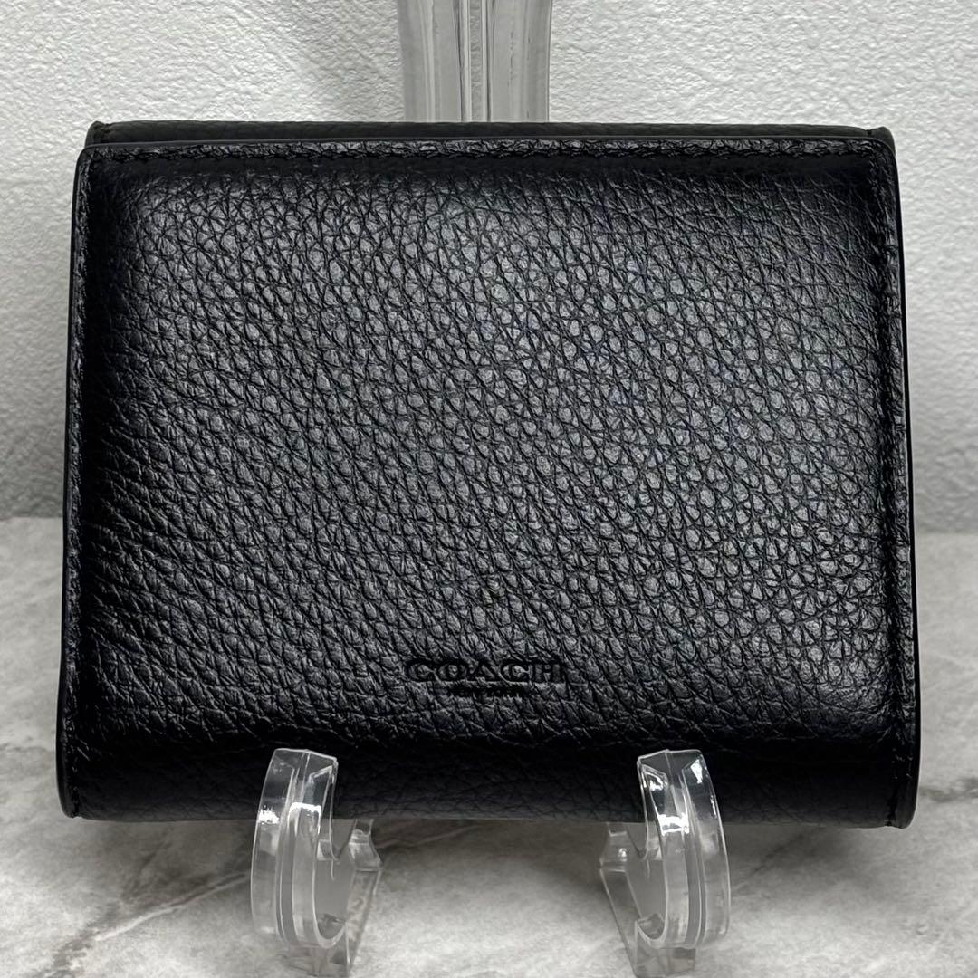 【 美品 】COACH コーチ 二つ折り財布 ブラック シグネチャー 馬車ロゴ