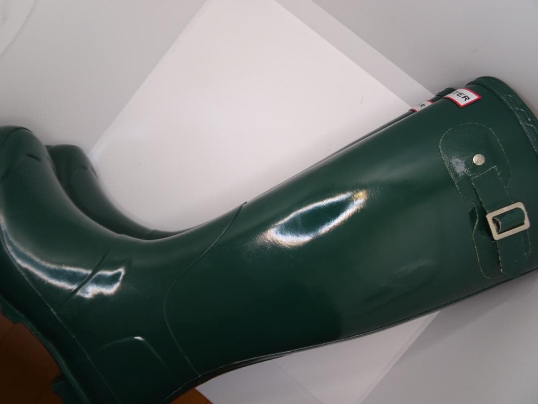 Y*g様 中古美品ハンターHUNTERレディーストールレインブーツグロスグリーン