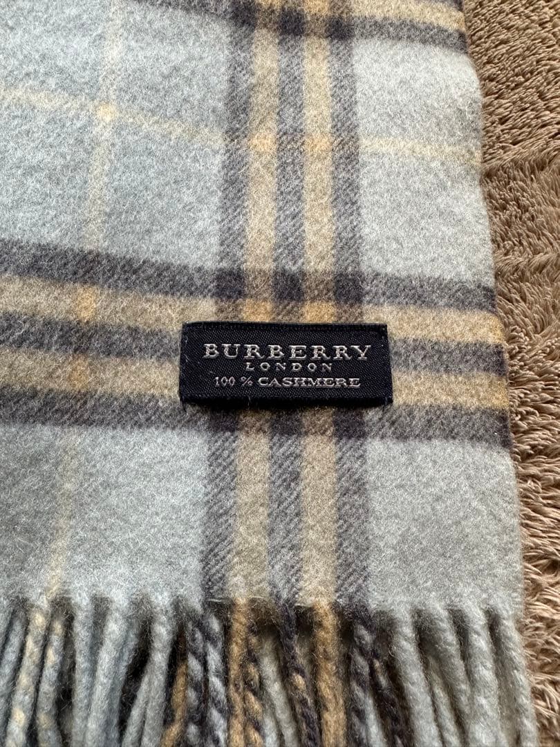 BURBERRY チェック柄 カシミヤマフラー　ブルー