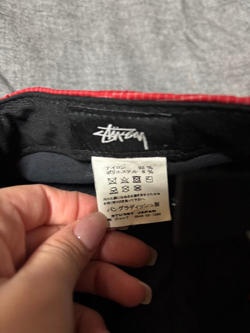 STUSSY レッド チェック柄 キャップ
