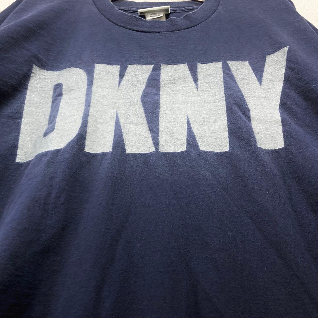 【名作】90s DNKY ビッグロゴTシャツ サンプリング元 ネイビー 大人気