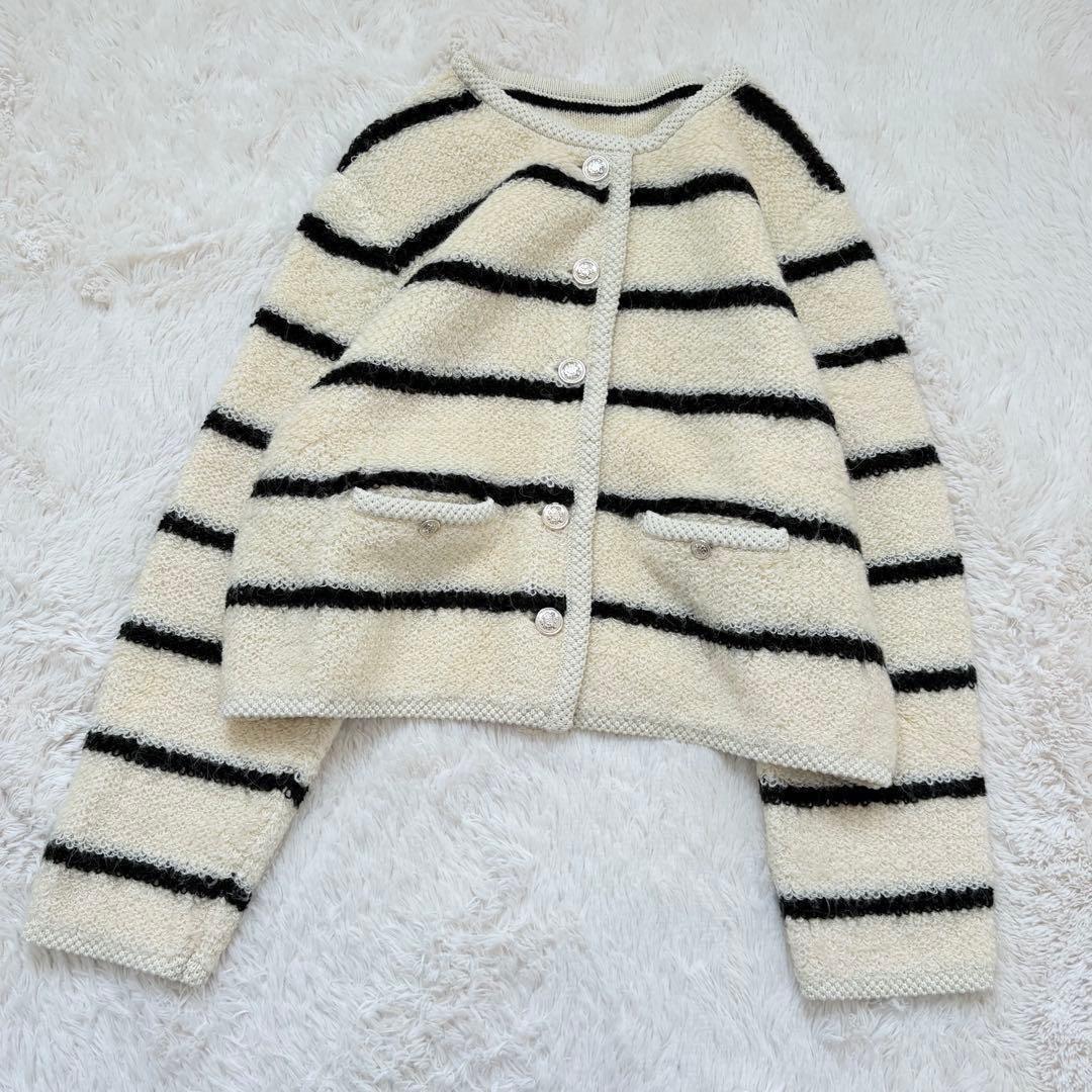 24AW✨シーナリー shenery アルパカ　ツイードボーダーニットジャケット