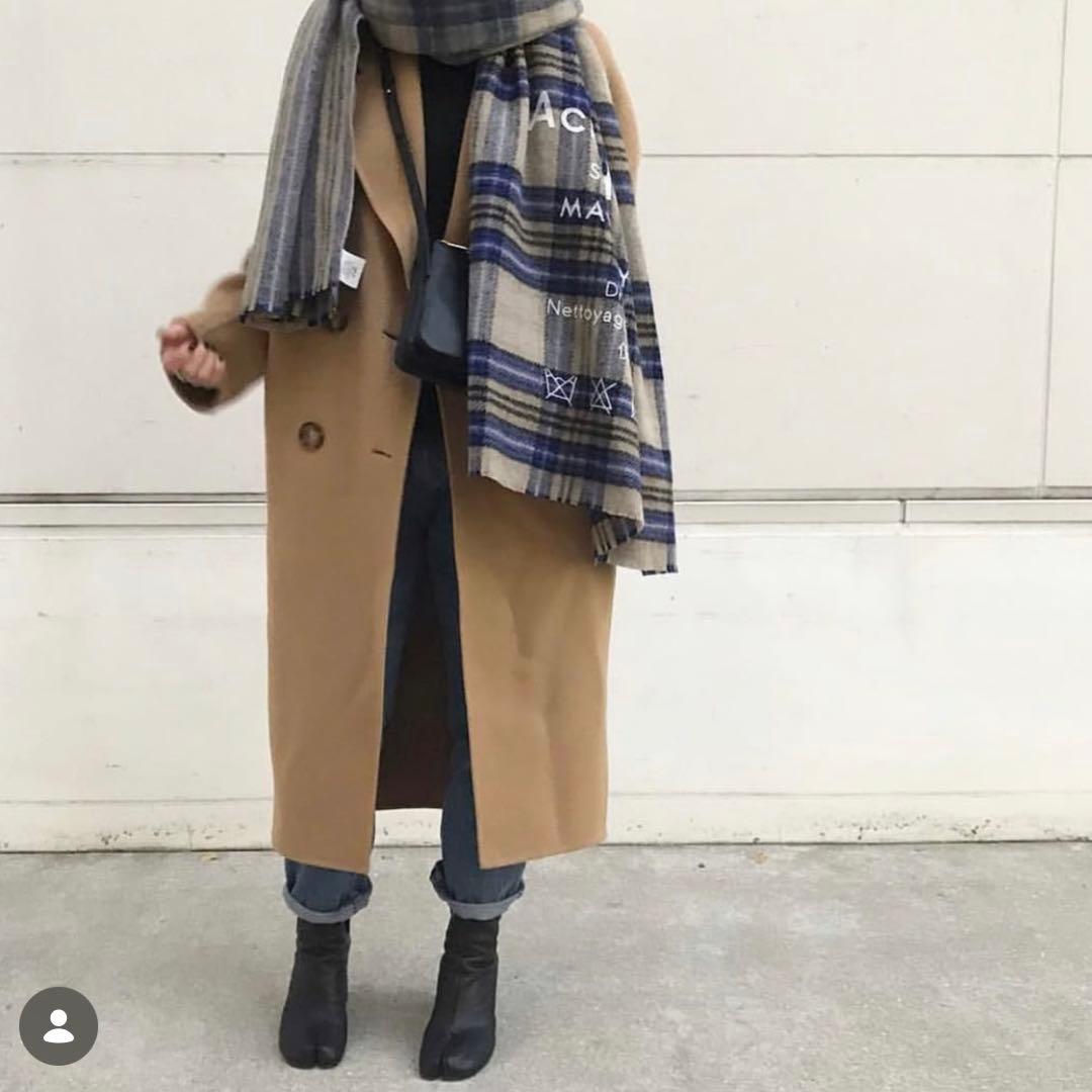 確実正規品 acne studios 大判 ロゴ チェック マフラー ストール