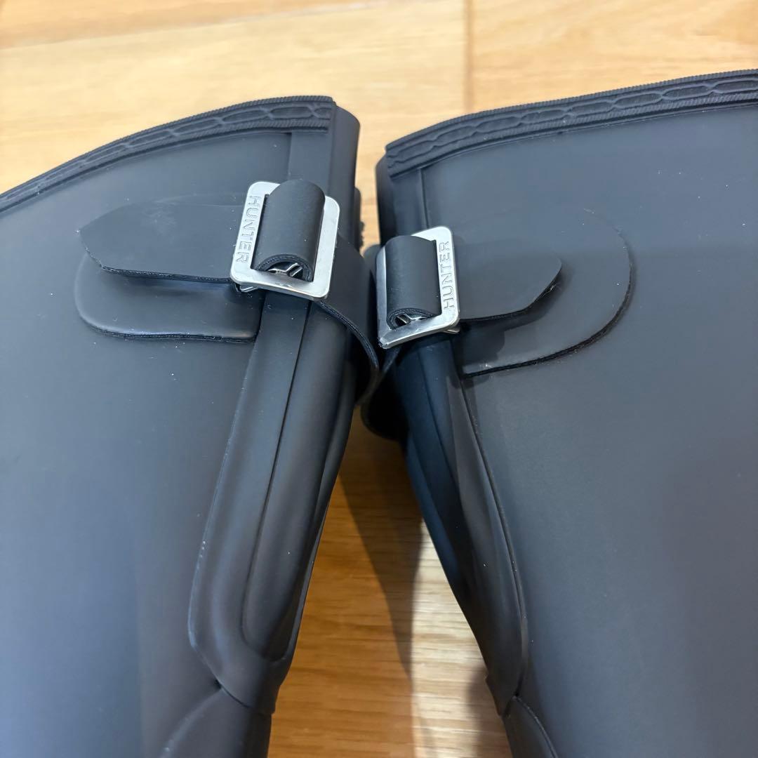 【極美品】HUNTER ハンター レインブーツ バックアジャスタブル UK6 黒