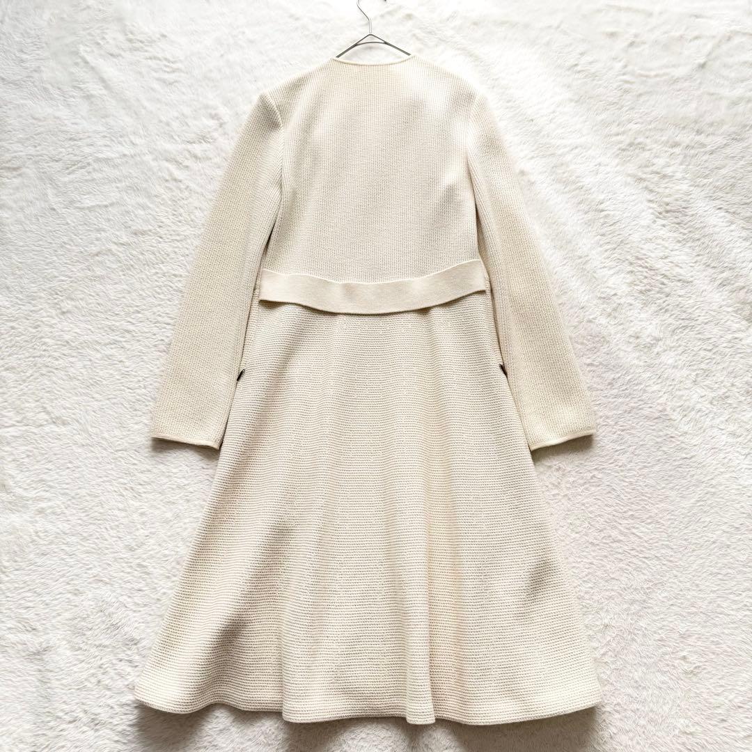 【美品】EPOCAニットコート　ロング丈　Aラインノーカラー　L　三陽商会