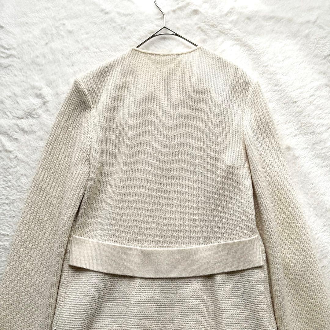 【美品】EPOCAニットコート　ロング丈　Aラインノーカラー　L　三陽商会