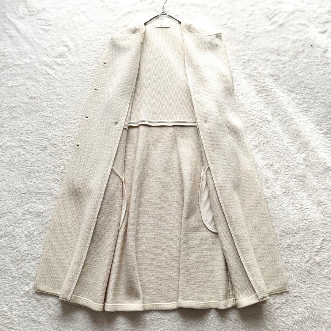 【美品】EPOCAニットコート　ロング丈　Aラインノーカラー　L　三陽商会