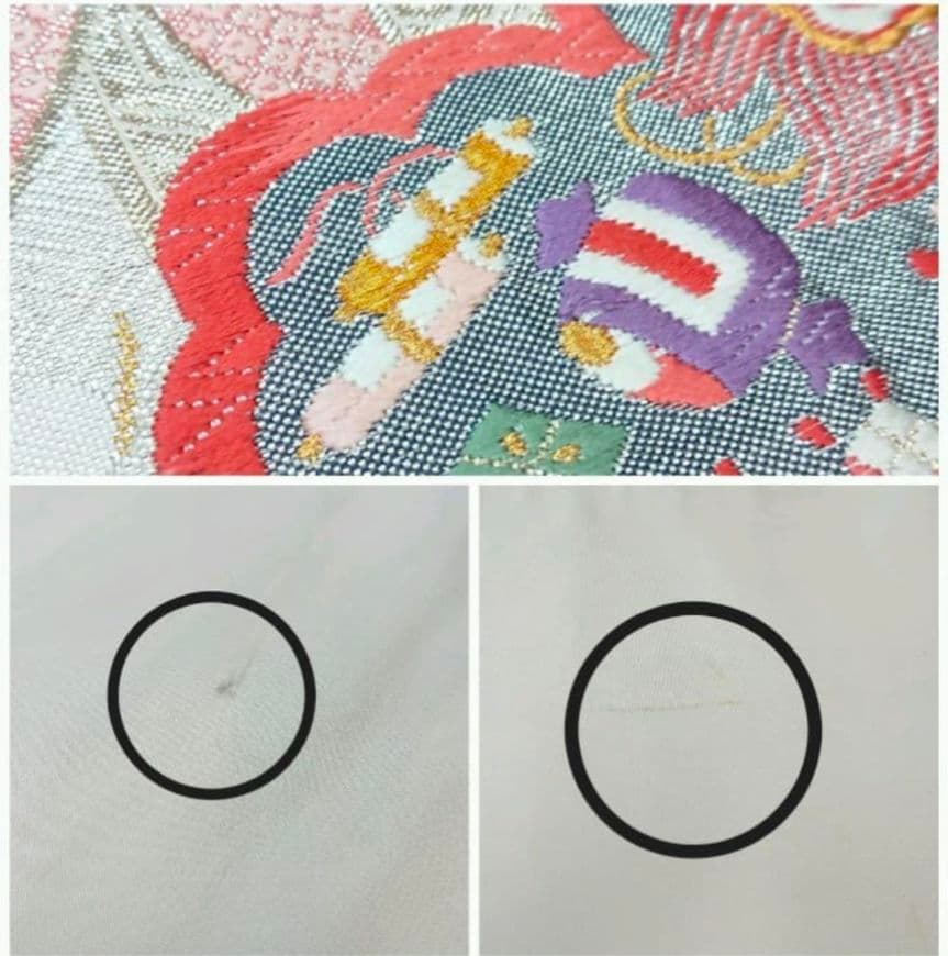 ピンク 絞り＆花車の刺繍 振袖 松に宝尽しの袋帯をお付けします。