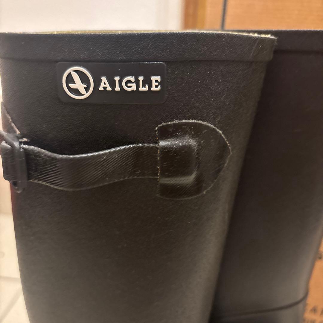美品　AIGLE 黒 レインブーツ　37