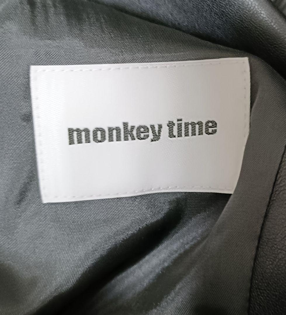 monkey time FAUX LTHR W/B 6B/ジャケット ブラック