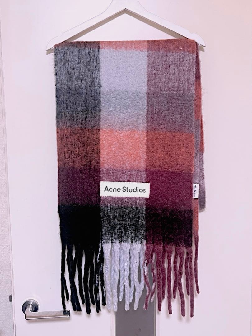 AcneStudios アクネステュディオス マフラー ブロック柄 ピンク