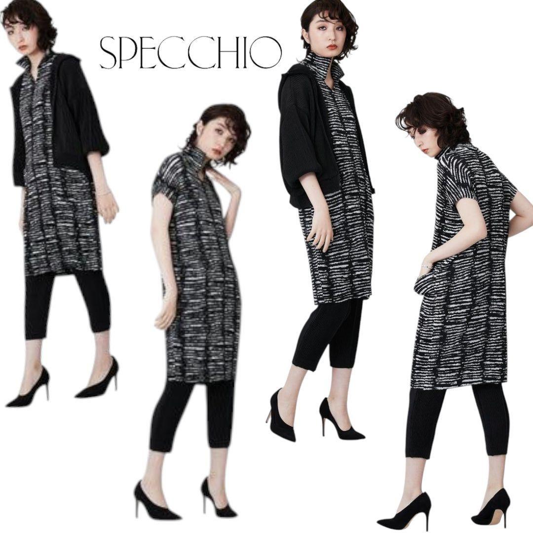 SPECCHIO スペッチオ シャトルプリーツ 衿付き ワンピース 40