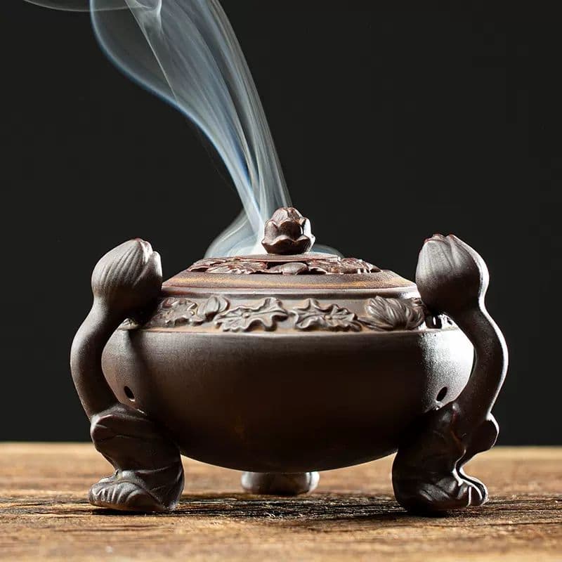 三本足の蓮の香炉  茶道具　香道具  工芸品 美術品 置物