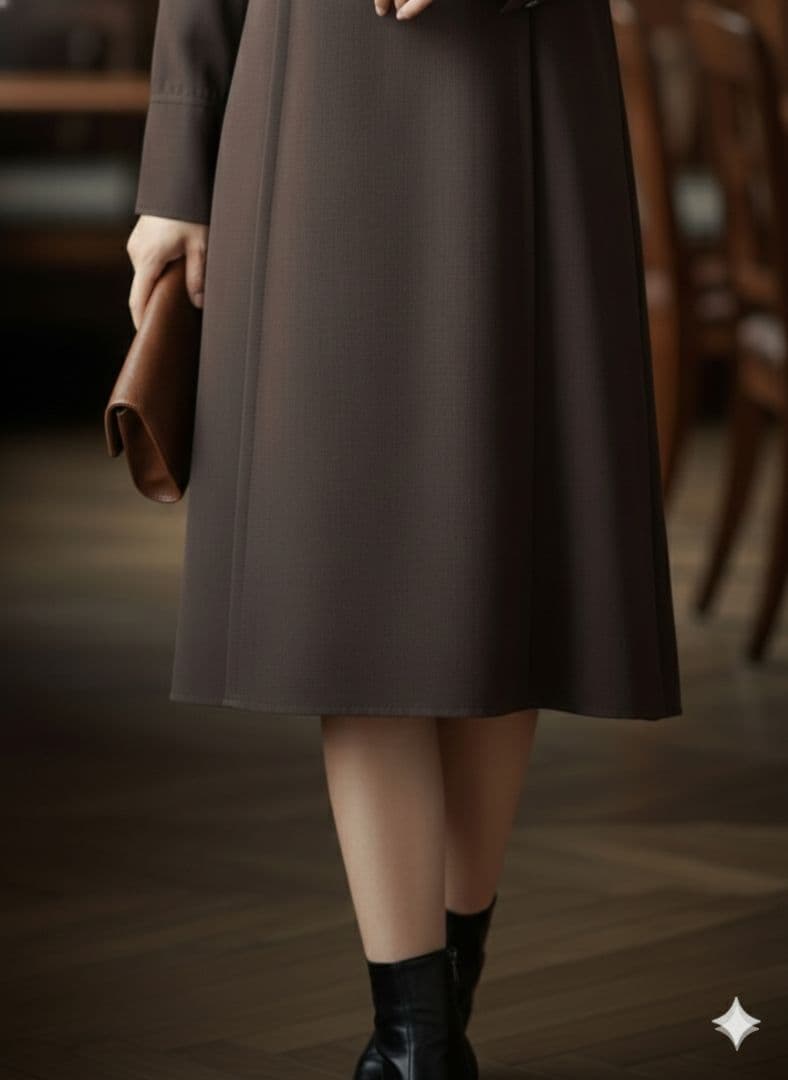 美品 DEREK LAM シルク100%ボウタイ膝丈ワンピース