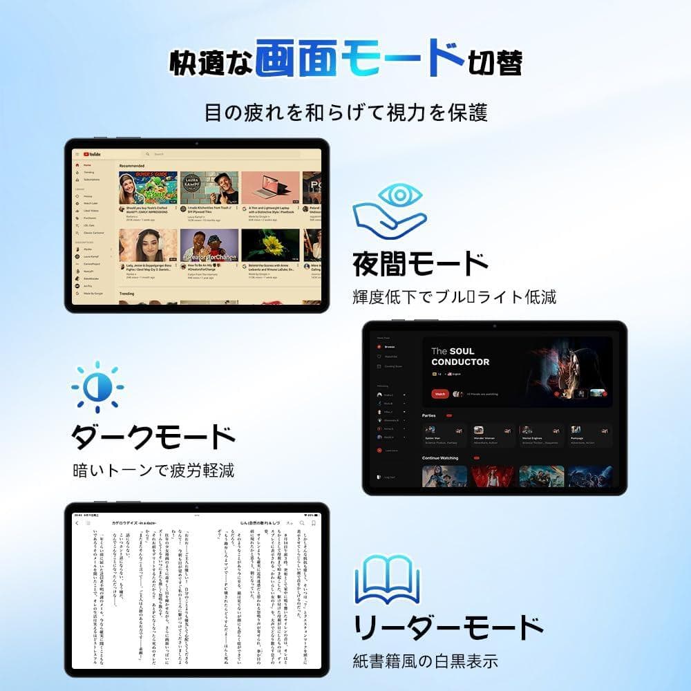 Android15 タブレット 10インチ Wi-Fiモデル 64GB+2TB