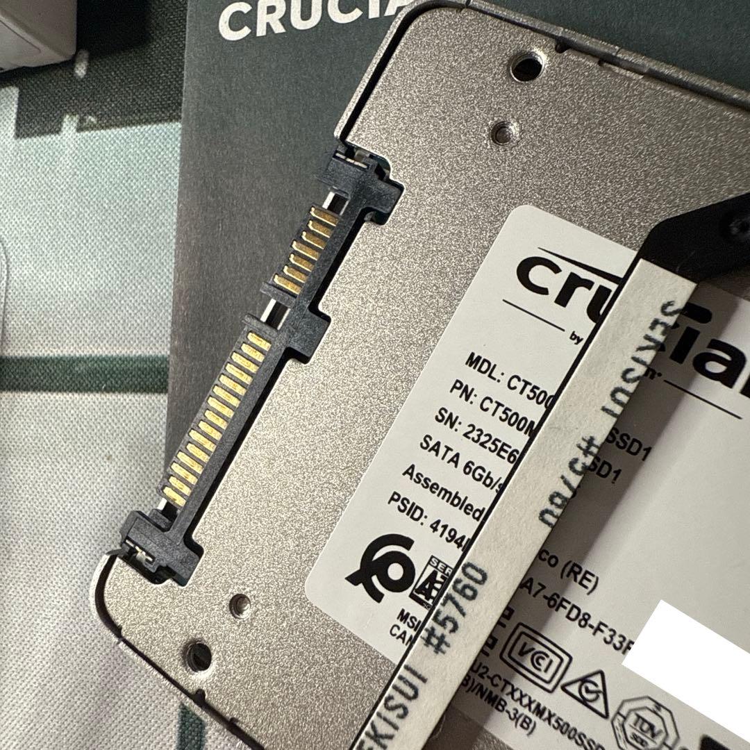 【通電7回6時間】crucial MX500 500GB 2.5インチSSD
