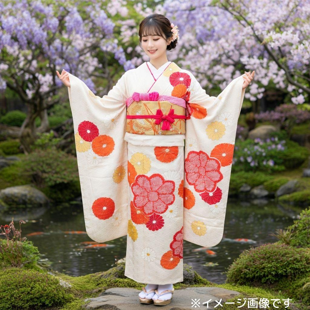 格安！！　振袖フルセット　8点　成人式　結婚式　前撮り　白　ホワイト　絞り　金