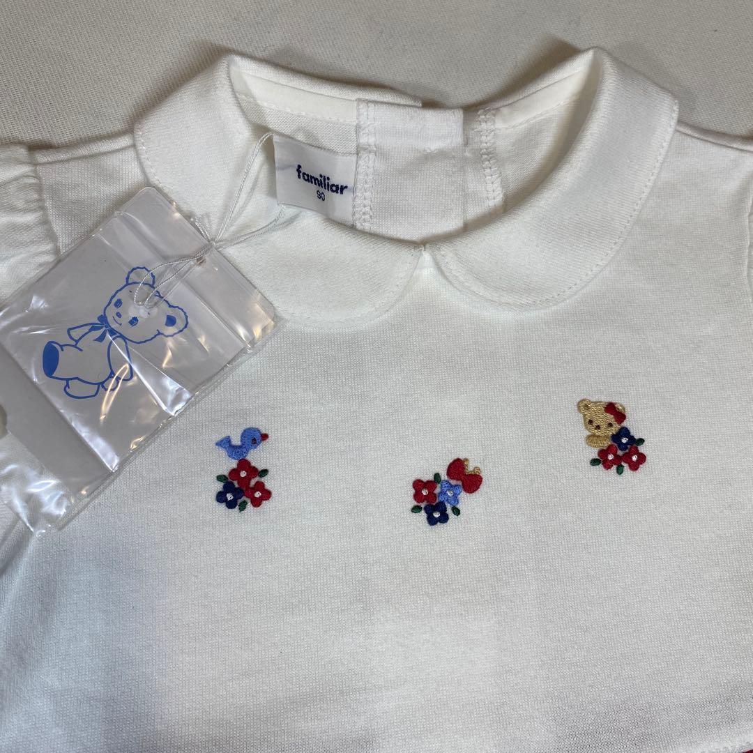新品タグ付き familiar ファミリア 刺繍入りワンピース 入園式卒業式90