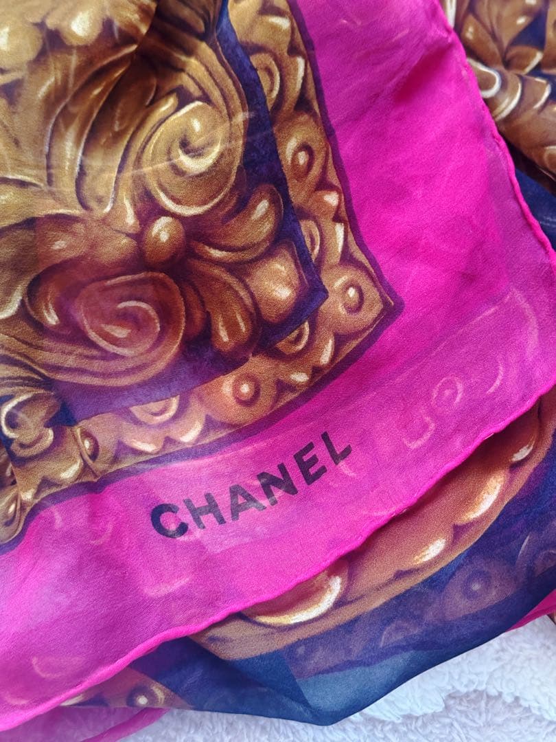 最終セールCHANEL シルク 超大判 スカーフ ストール　ショール