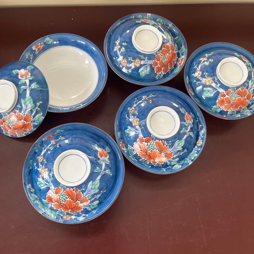有田焼/染錦牡丹紋/雑煮碗/丼碗　華山萬右衛門/5客①倉