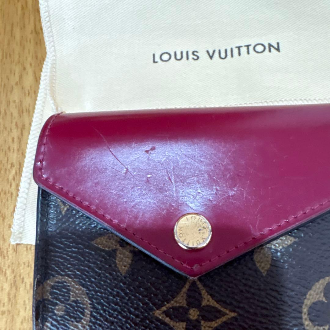 Louis Vuitton 三つ折り財布 ダークブラウン/ワインレッド