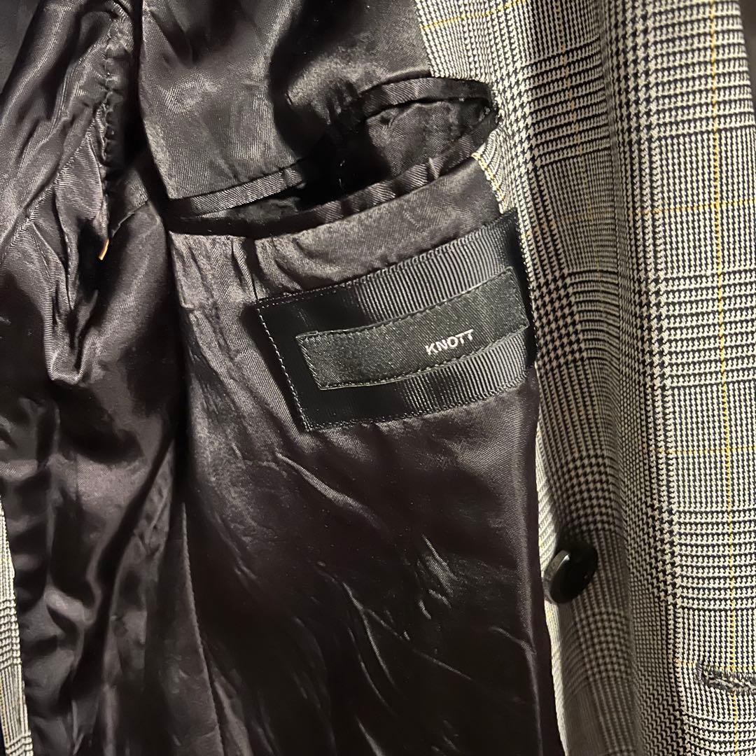 【美品】KNOTノットグレンチェック ダブルブレストジャケットウール 日本製 M