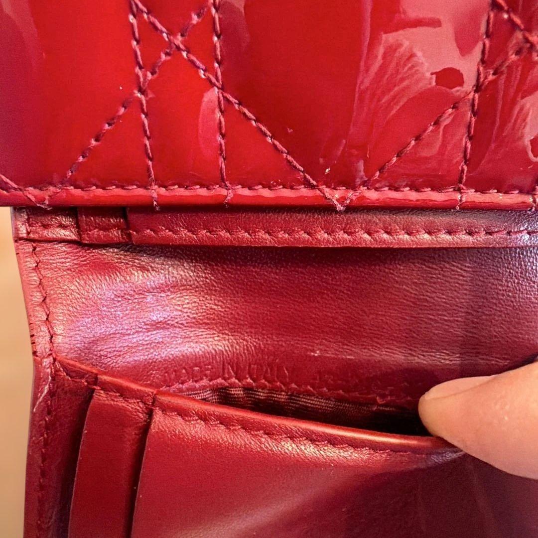 ChristianDior ロータスウォレット カナージュ パテント 財布 美品