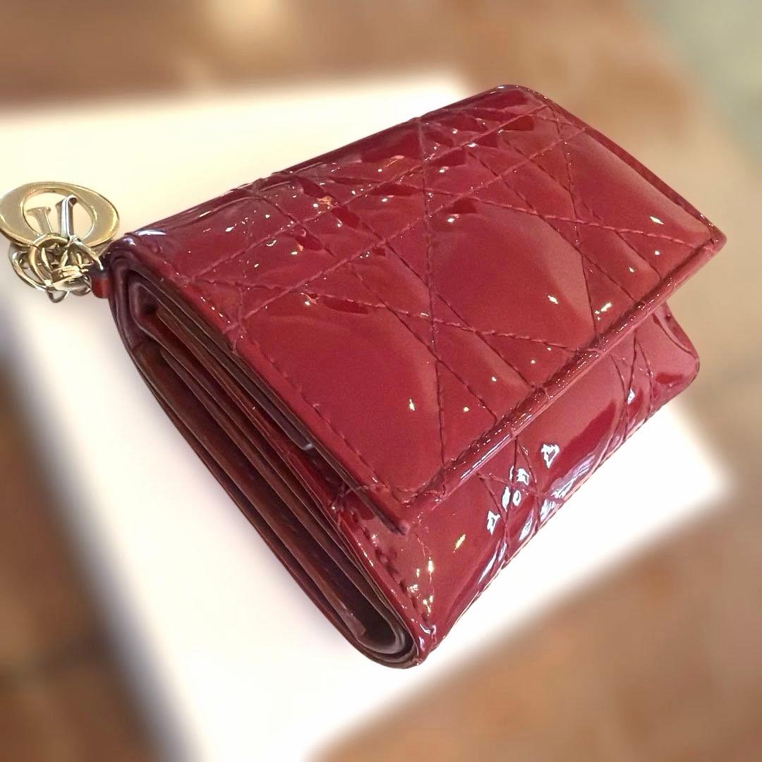 ChristianDior ロータスウォレット カナージュ パテント 財布 美品