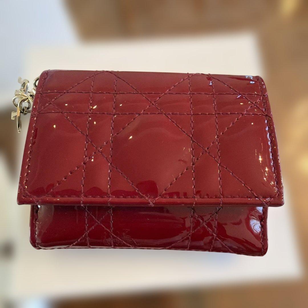 ChristianDior ロータスウォレット カナージュ パテント 財布 美品