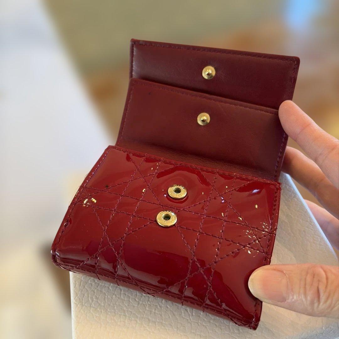 ChristianDior ロータスウォレット カナージュ パテント 財布 美品