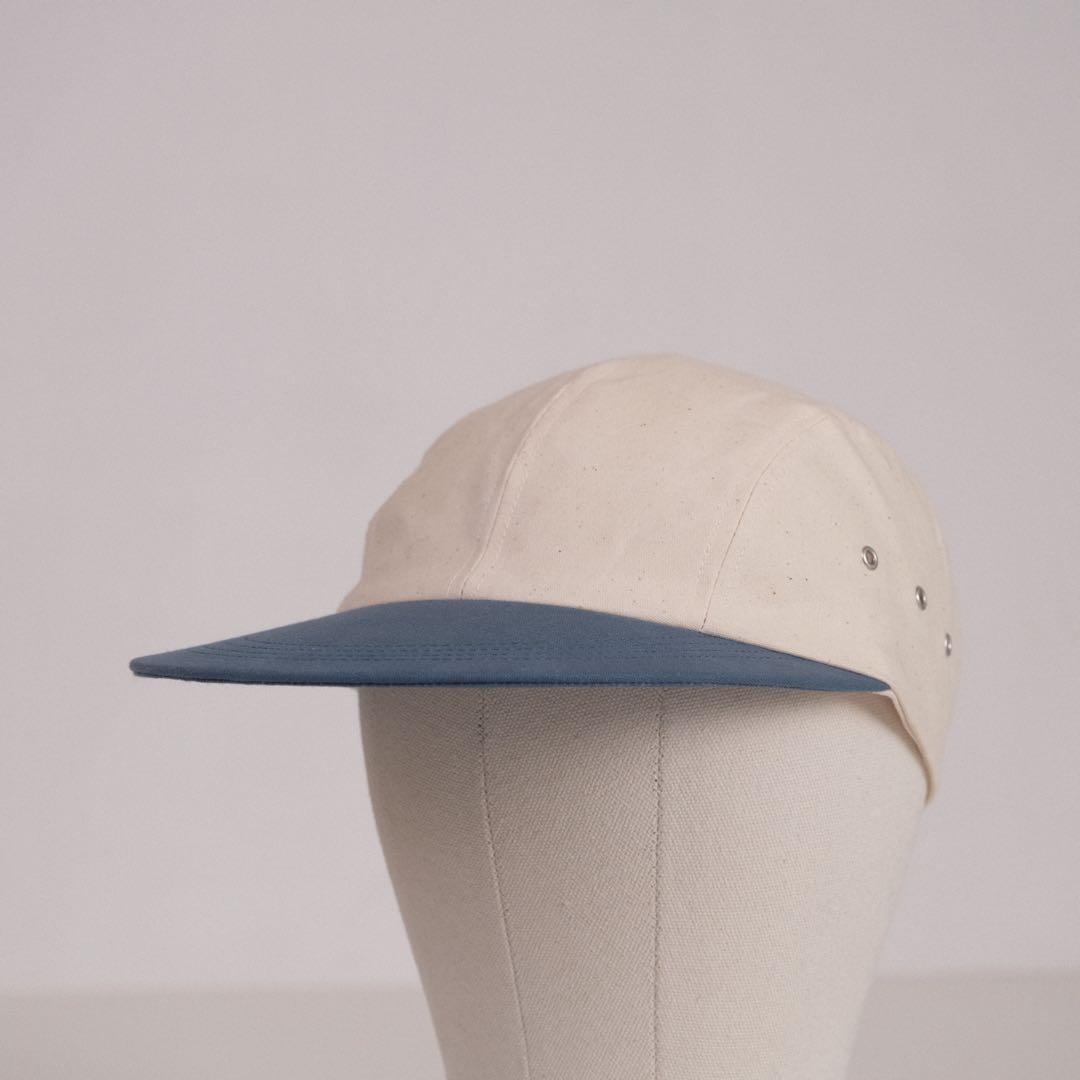 ロングビルキャップ 9.5cm ワックスキャンバス 4パネル ツートンキャップ