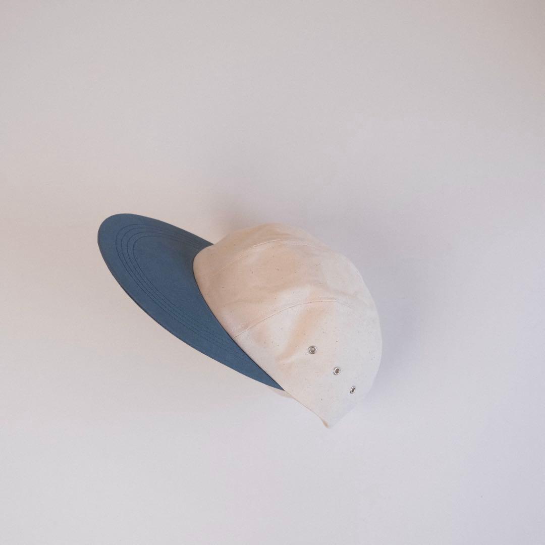 ロングビルキャップ 9.5cm ワックスキャンバス 4パネル ツートンキャップ