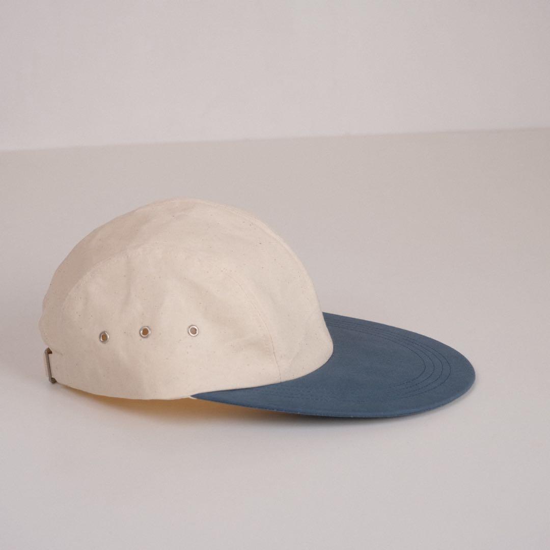 ロングビルキャップ 9.5cm ワックスキャンバス 4パネル ツートンキャップ