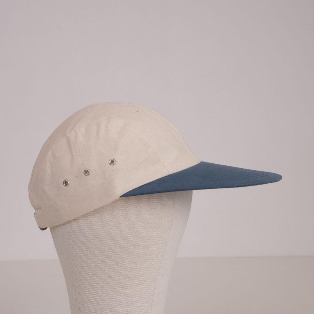 ロングビルキャップ 9.5cm ワックスキャンバス 4パネル ツートンキャップ