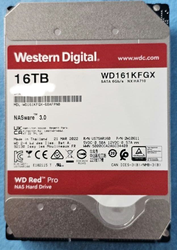 16TB Western Digital WD Red Plus　2台セット