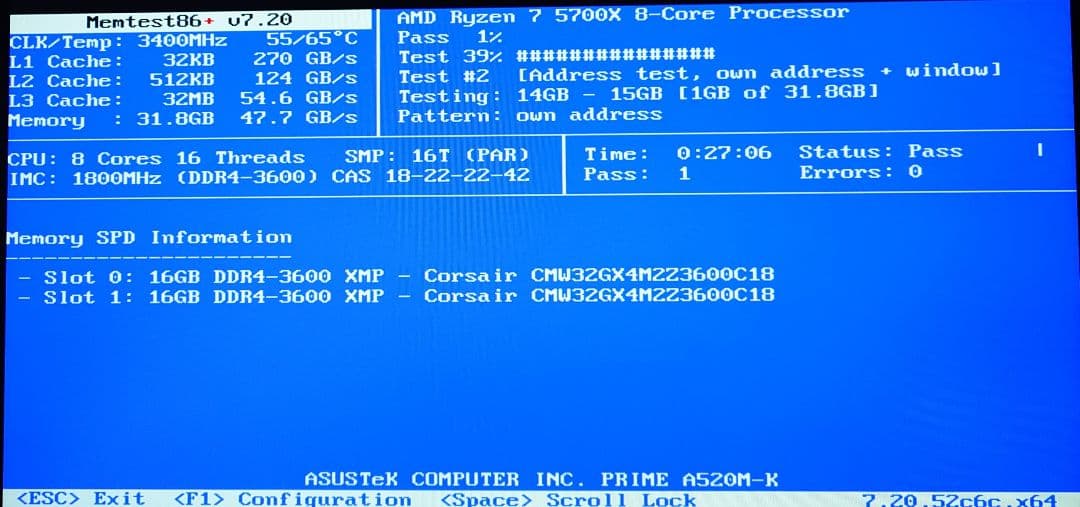 Corsair RGB DDR4 16×2 32GB 3600MHz　動作確認済