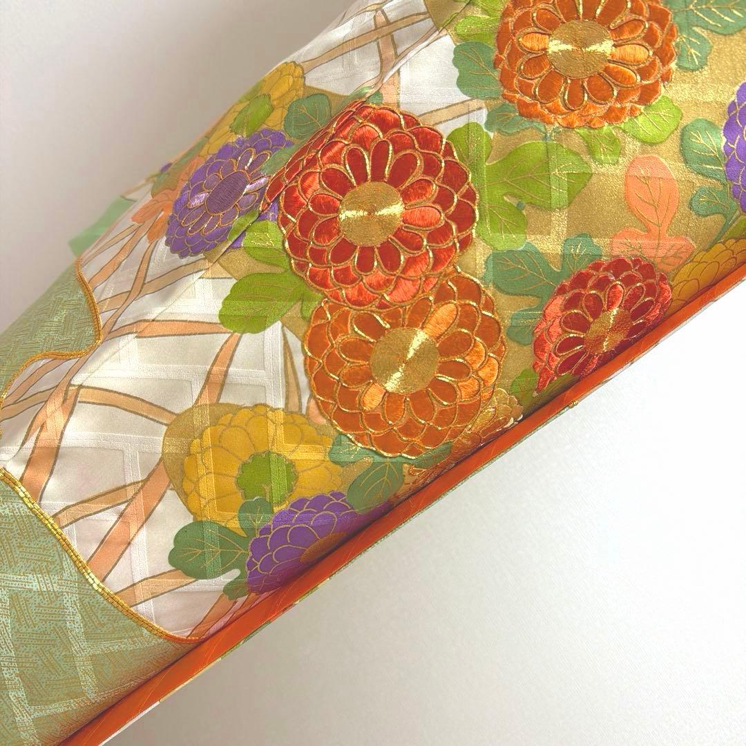 36 振袖フルセット 正絹 淡グリーン 緑 金彩 刺繍 駒刺繍 レトロ 古典